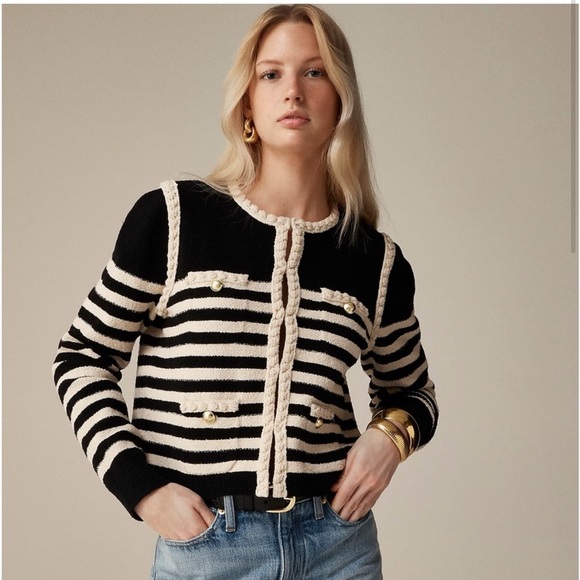 NWT J. Crew Odette Sweater Lady Jacket in Striped Boucle - Picture 3 of 9